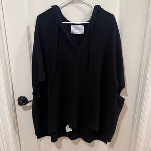 Maria McManus Cashmere Cotton Blend Hooded Poncho Medium Black